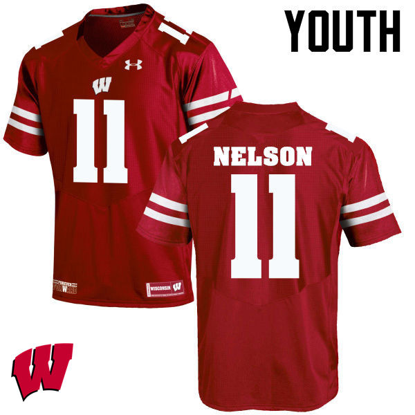 Youth Wisconsin Badgers #11 Nick Nelson College Football Jerseys-Red